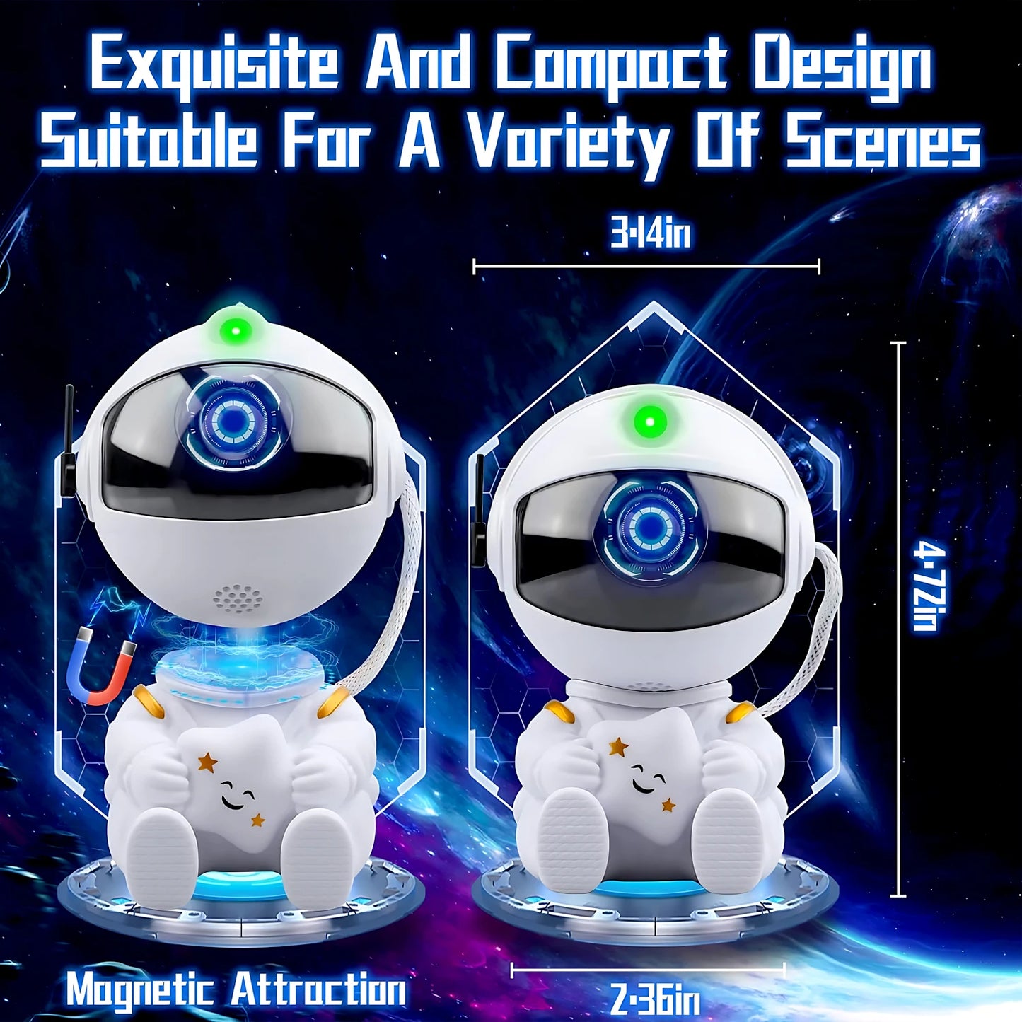 Astronaut galaxy projector showcasing infinite skies effect with switchable starry night modes