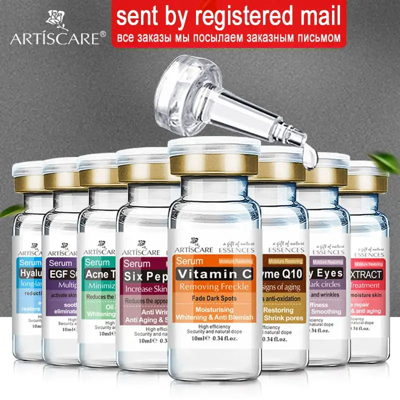 ARTISCARE Serum for Face Whitening Anti Wrinkles 8pcs Hyaluron Acid Anti Aging Vitamain C Essence Acne Skin Care Facial Product