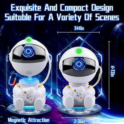 Astronaut galaxy projector showcasing infinite skies effect with switchable starry night modes